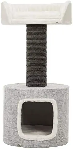 

Pilar Cat Tower with Sisal Scratching Posts, Condo, Two Platforms, Top Platform with Backrest, Dangling Cat Toy, Gray Garden of