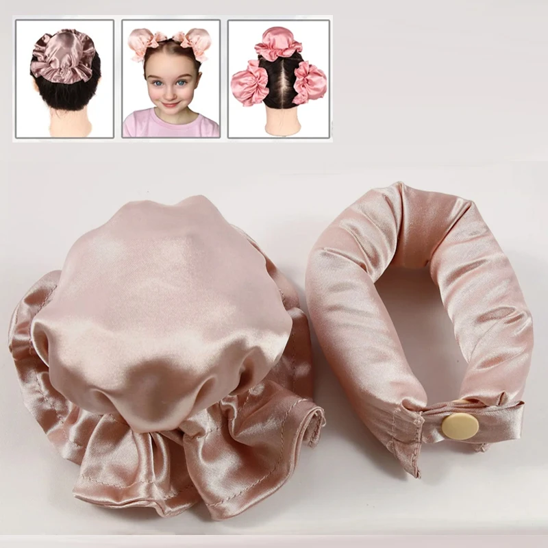 Satin Heatless Hair Curler Set 2pcs hair styling tool hair curling tools Hair Rollers For Heatless Curls With Caps Soft Curling Rod Headband For Long Hair