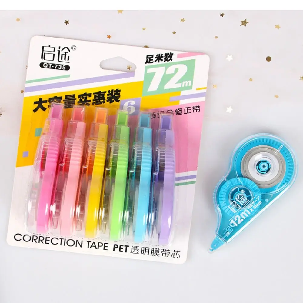 6PCS Durable Candy Color Correction Tape 72M Easy To Cover Modification Tape Strong Covering Smear Corrector, correction tape