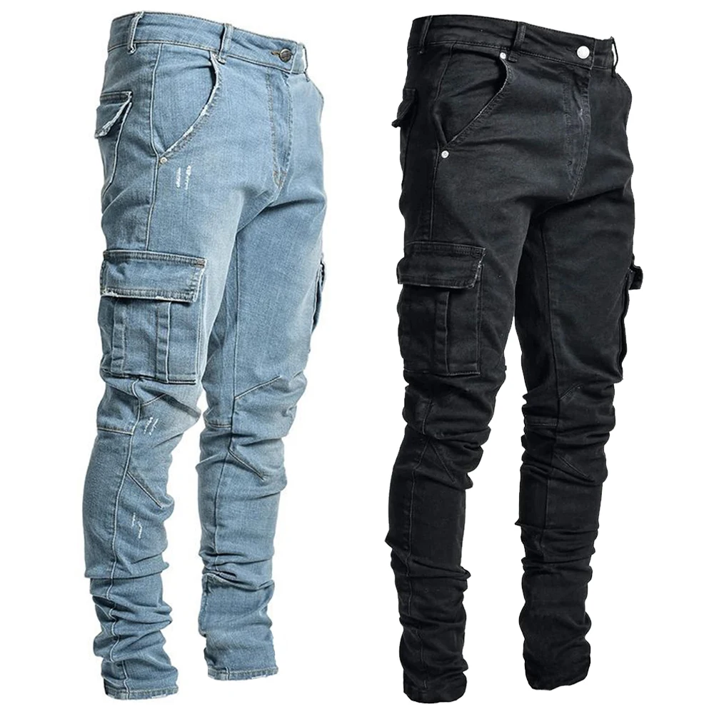 Skinny jeans in bikerstijl - ZWART - Man - 29.00