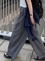 High Waist Loose Fit Striped Casual Pants Spring 2025 plus Size Women's Faion Retro Sle Long Cotton Trousers - Image 5