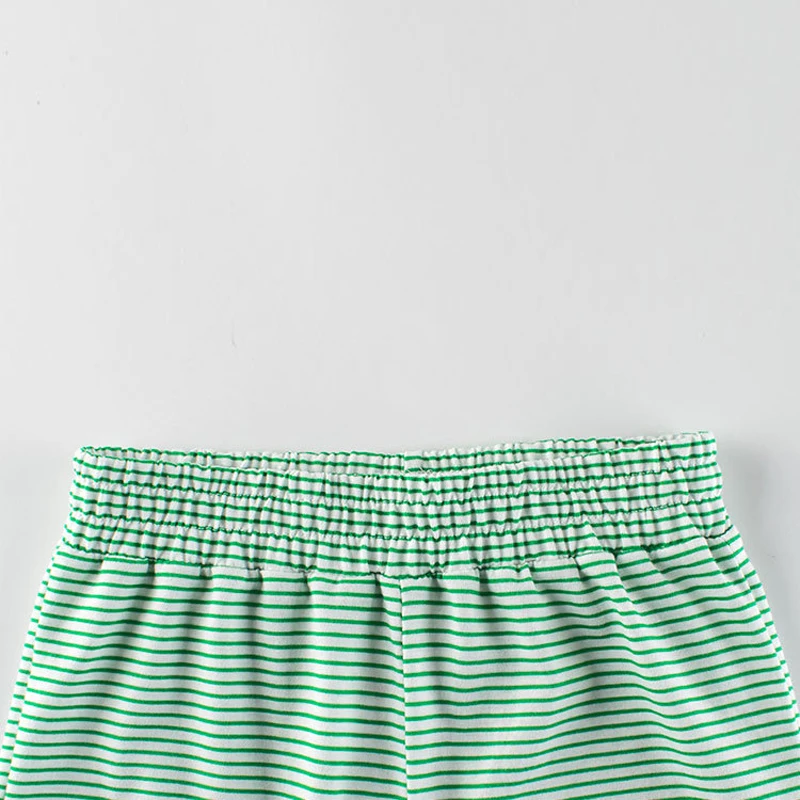 Summer New Pinstripe Print Shorts for Boys Elastic Waist Short Pants Children's Clothing Beach Sports Cotton Kids Outfit