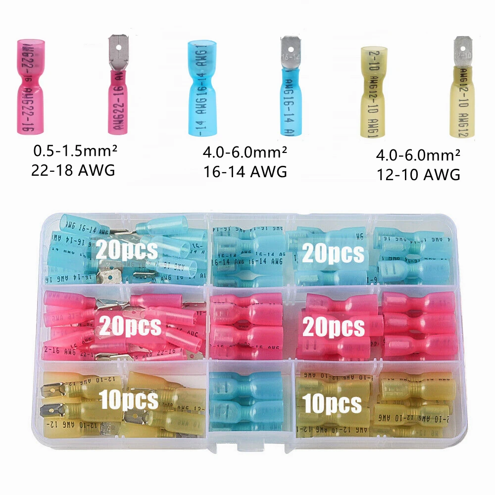 ALBO Heat Shrink Male & Female Spade Connectors AWG 22-10 300pcs main image 1