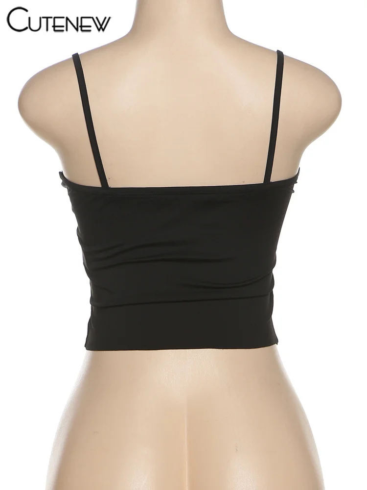 Ruched Sexy Camis Women Attractive Metal Rings Chic Cut Out Shape Low Neck Backless Skinny Solid Tanks Mujer Club Tops
