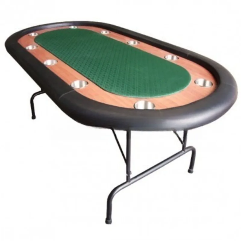 Mesa De Póker Plegable HOMASIS Para 8 Jugadores – 182 X 82 Cm Con 8 Posavasos Metálicos – Brazos Acolchados Y Superficie De Fieltro – Ideal Para Fiestas Y Sala De Juegos