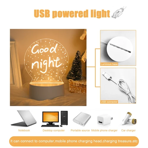 창의적인 LED 야간 조명 램프, USB 메시지 보드, 휴일 조명, 펜 포함, 어린이 여자 친구 크리스마스 장식 선물 6
