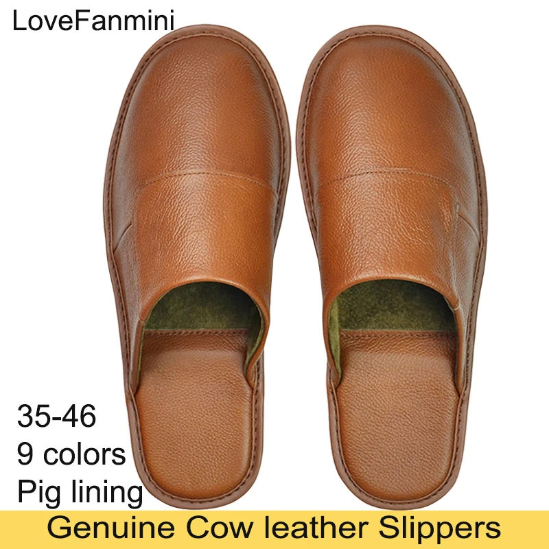 GenuineCowLeatherSlippersHomesinindoorslipperSpringAutumn