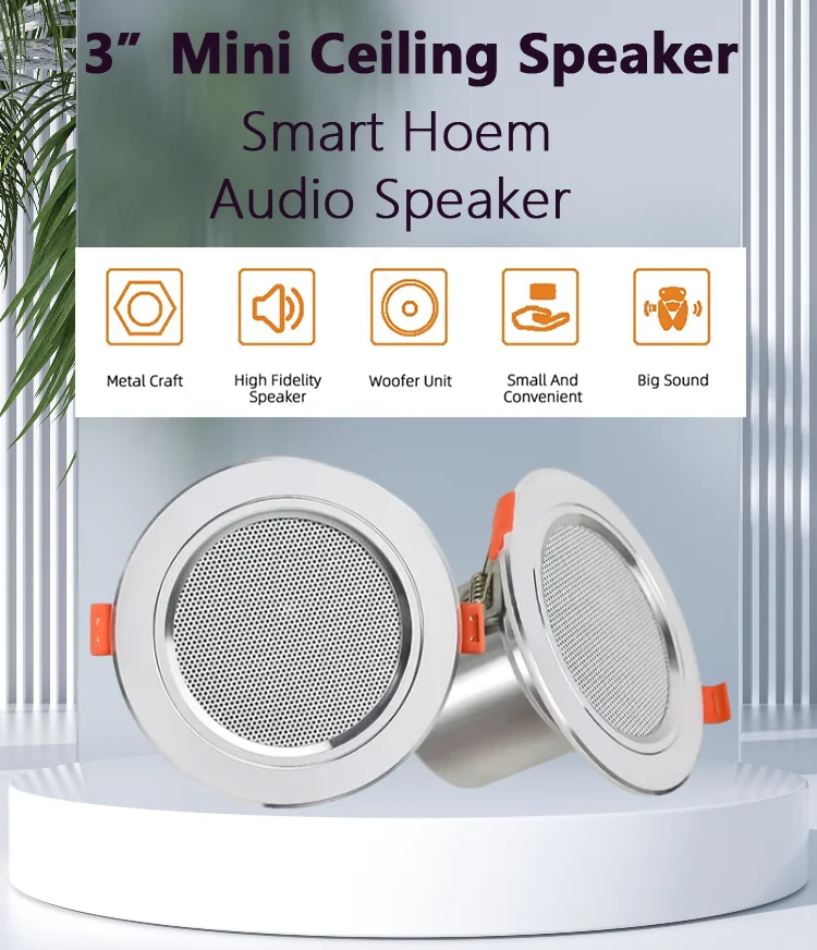 3Inch10WCeilingSpeakerBackgroundMusicSystemBathroomMoisture