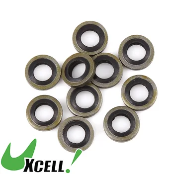 10 pezzi tappo di scarico olio motore per auto schiacciamento rondelle piatte incollate guarnizioni parti di ricambio automatiche accessori tono bronzo