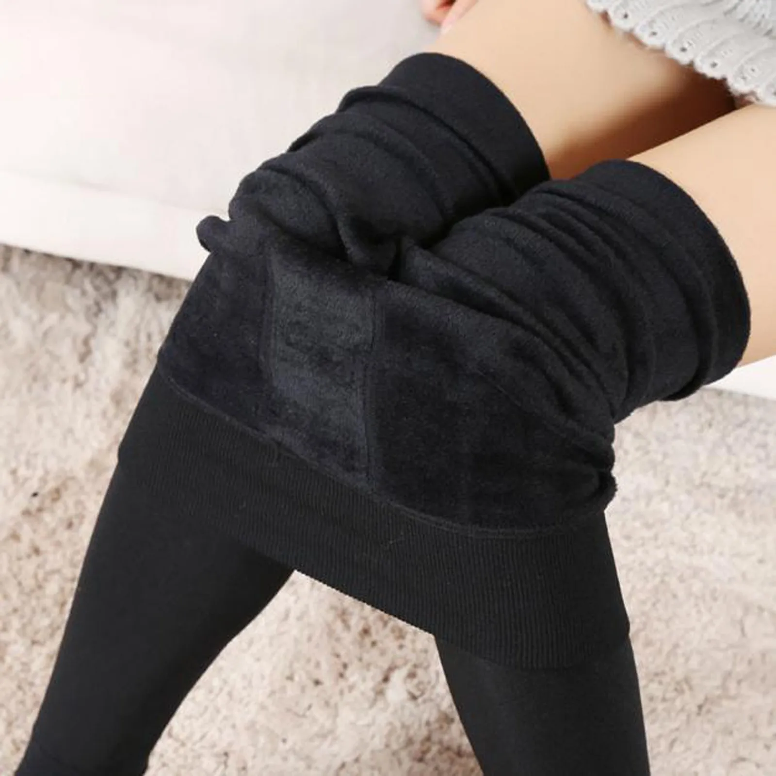 Winter Warm Legging Trousers Solid Women Velvet Thick Leggings Pants High Waist Elastic Tight Female Workout Cropped Underwear office lady women winter warm pants velvet thick trousers high waist elastic middle aged mother stretch straight pants 5xl