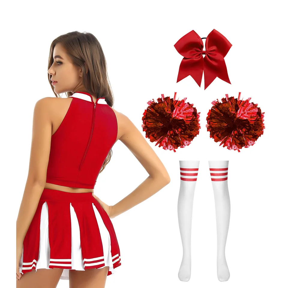 Elonglin - Costume da donna con pompon, da ragazza e pom gilè con pompon per cosplay e costume di alta qualità, colore: viola, taglia EU 38