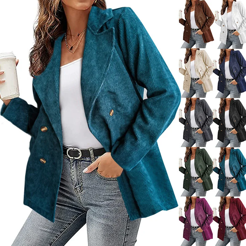 

2023 Autumn/Winter New Jacket Women's Top Solid Suit Button Coat Women