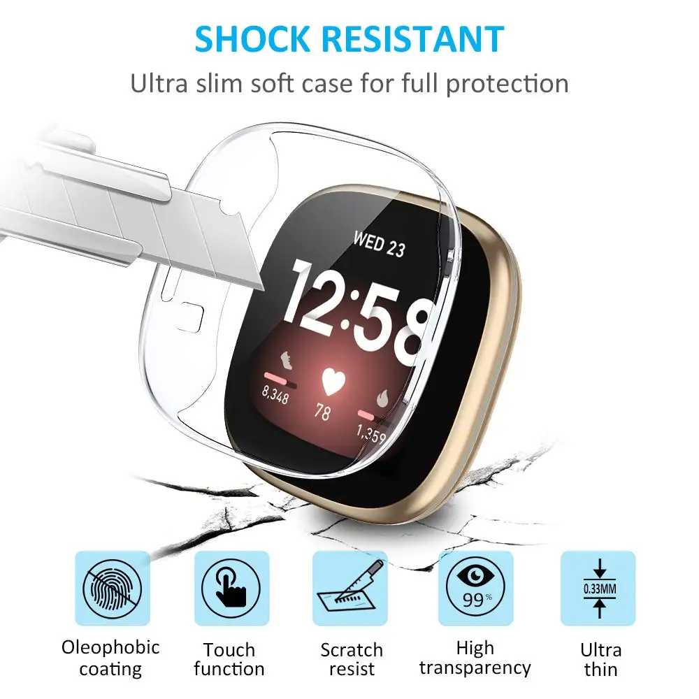Fitbit Versa 4 3 2  Ʈ TPU  ü ֺ Ŀ ȣ ü ȭ  ׼ ȣ ̽ [3 ]