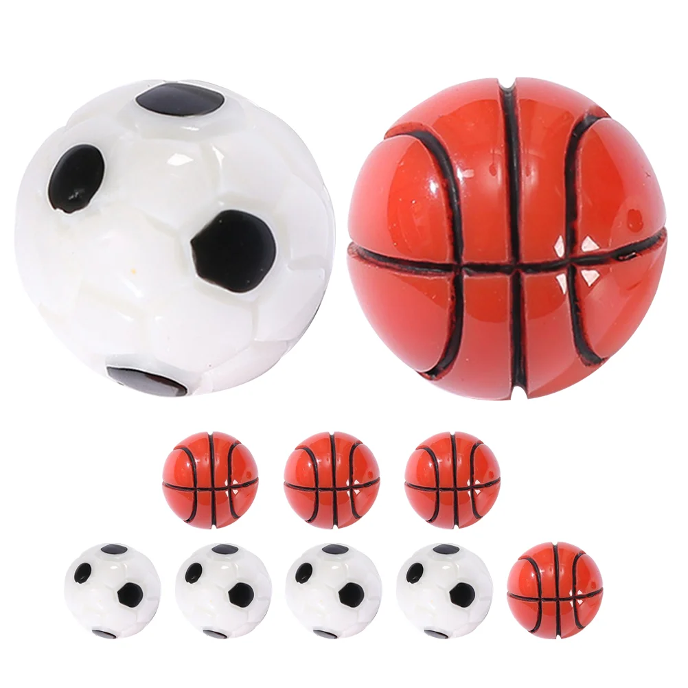 

10 Pcs Micro Landscape Ornaments Basketball Decor Decoration Accessory DIY Moss Soccer Miniature Decors Resin