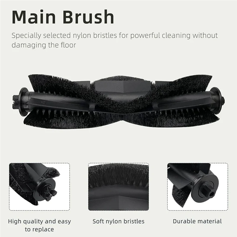 Replacement Compatible for Honiture G20, G20 Pro Vacuum Cleaner Robot, Main Brush, Side Brushes 5