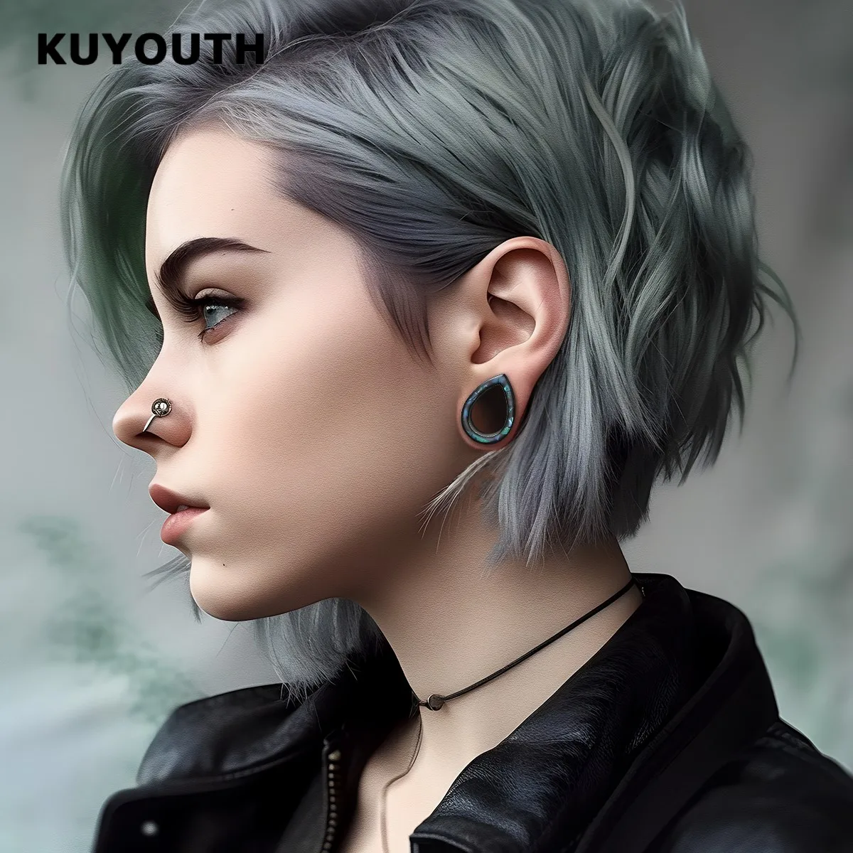 Kuyouth Shell Ohr messer Tunnel Expander Stecker Wasser tropfen Hohl tragen Edelstahl Ohrring Schmuck 2St – Detail 5