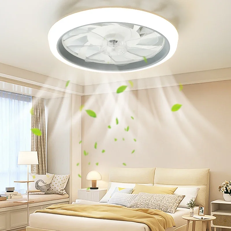 LED Ceiling Fan Light Simple and Cool Style Remote Control Infinite Dimming 6 Levels of Wind Speed Living Room Bedroom