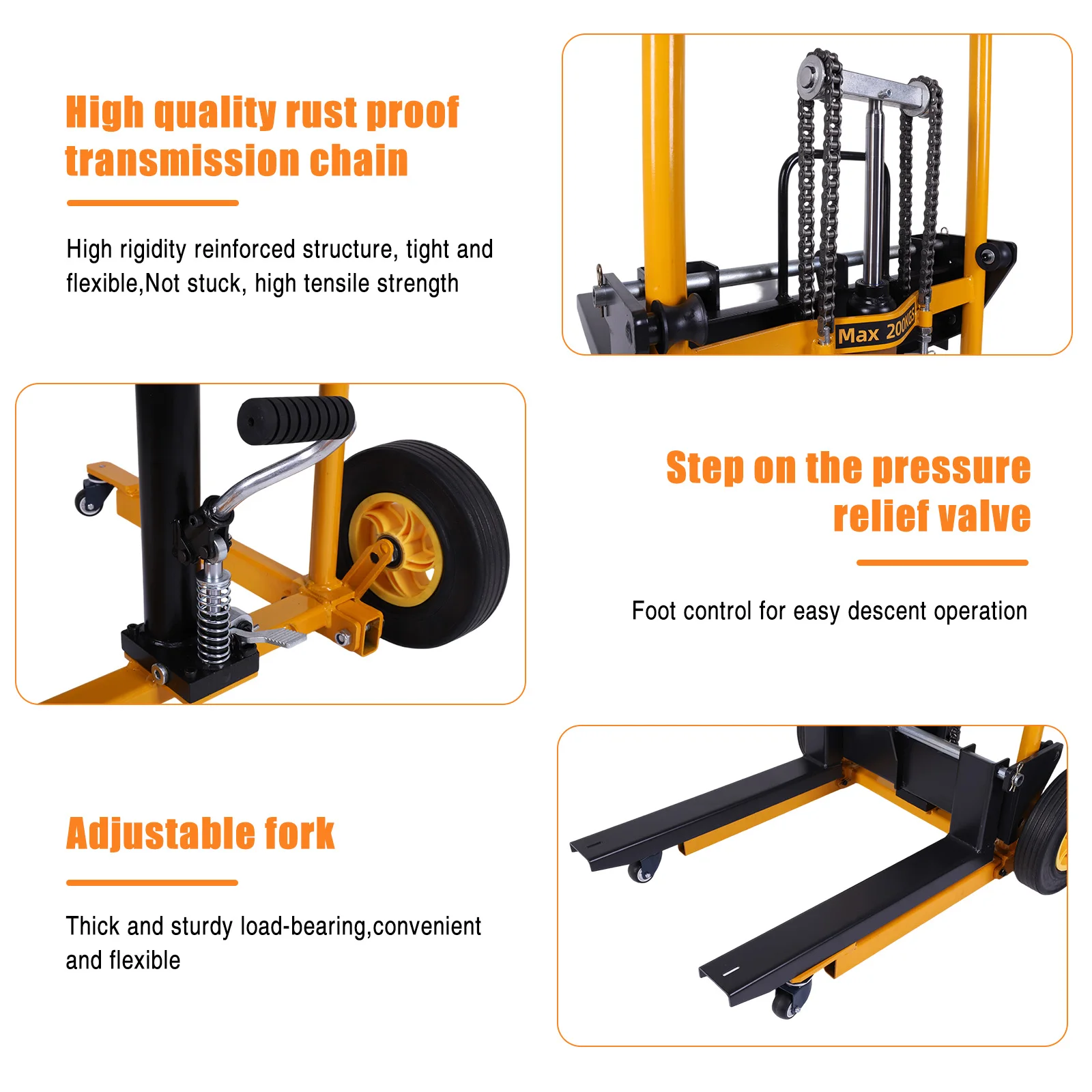 Portable Steel Pallet Jack Table Cart Hand Push Trolley