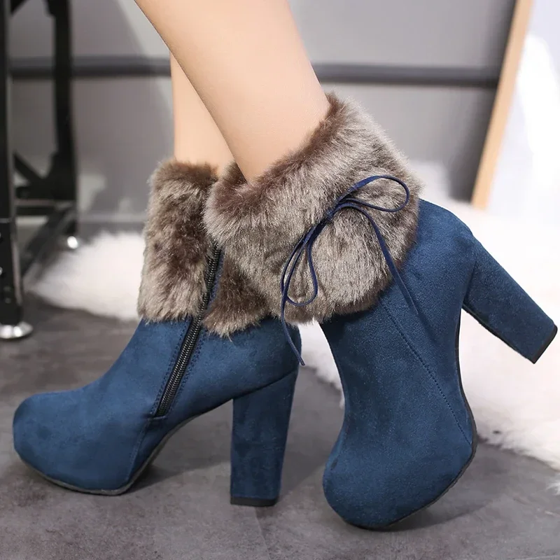 2023 Fashion Shoes for Women Round Toe Suede Side Zipper Women's Boots Winter Sell Like Hot Cakes Solid Color Shoes Women