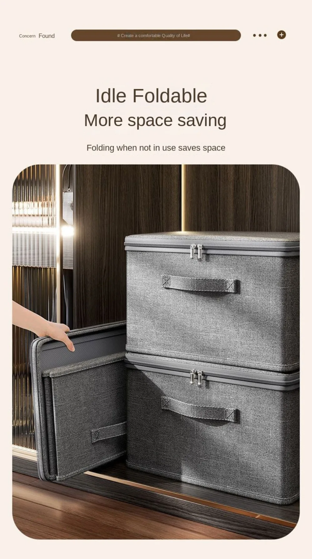 New Grey Clothing Storage Box With Dust Cover Box Home -