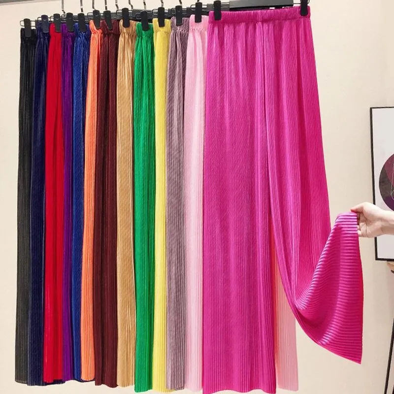 Pants Women Spring Summer Wide Leg Pants Loose Palazzo Fashion Bohemian pleated Trousers velvet trousers