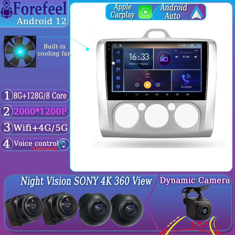 Android 12 For Ford Focus 2 Mk 2 20042011 Multimedia Monitor Screen Tv Car Gps Lettore Video