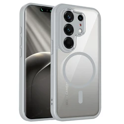 Magnetic Transparent Shockproof Silicone Phone Case with TPU Bumper and Clear PC Back for Tecno Camon 50 Ultra (Gray)