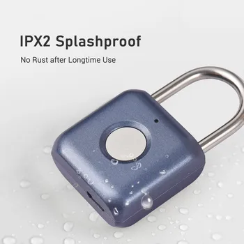 Mini Fingerprint Padlock USB Rechargeable Fingerprint Lock 20 Fingerprints IPX2 Splashproof Anti-Theft Security Padlocks 2