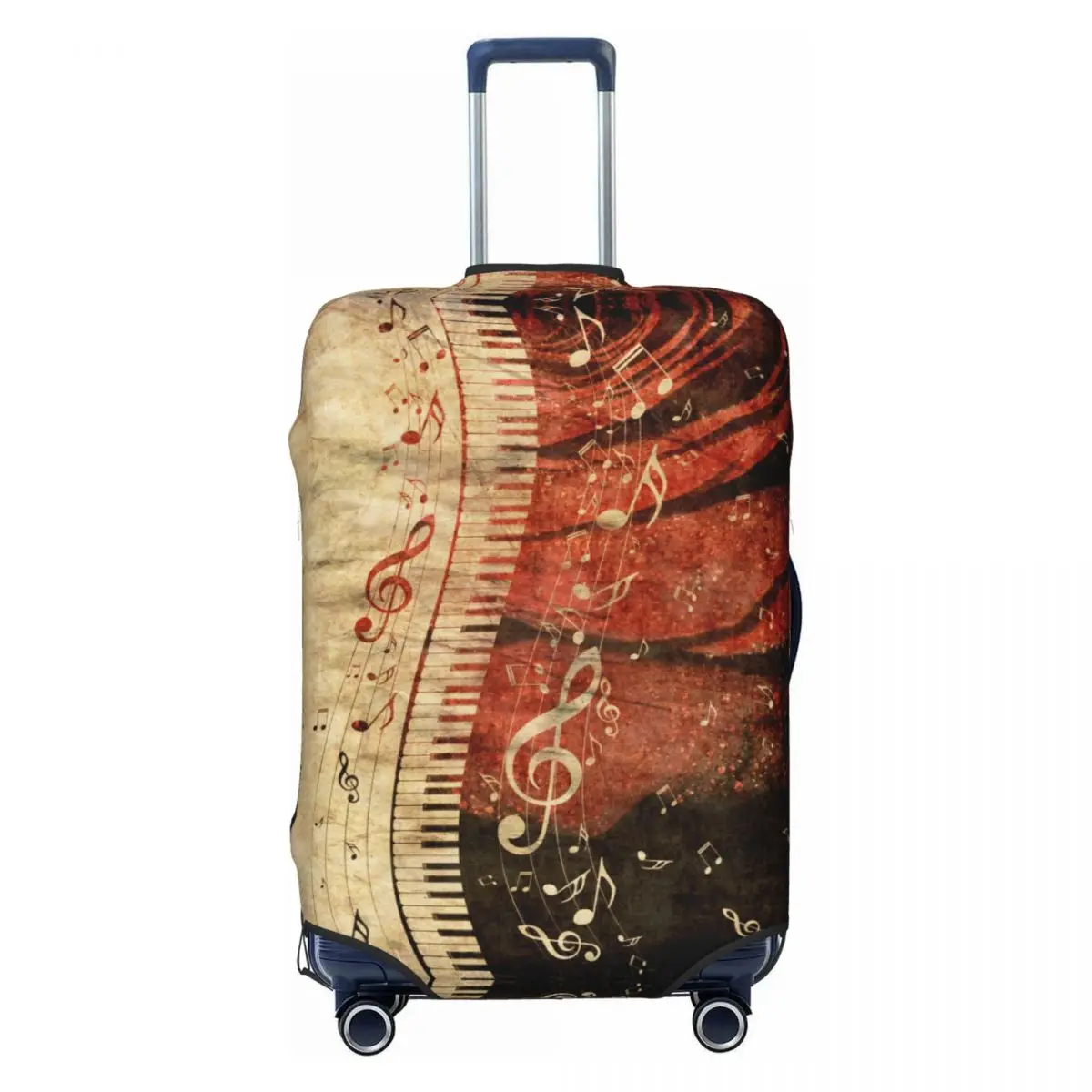 

Чехол для чемодана с музыкальными нотами на клавишах пианино, Эластичный Защитный чехол для чемодана для путешествий диагональю 18-32 дюйма