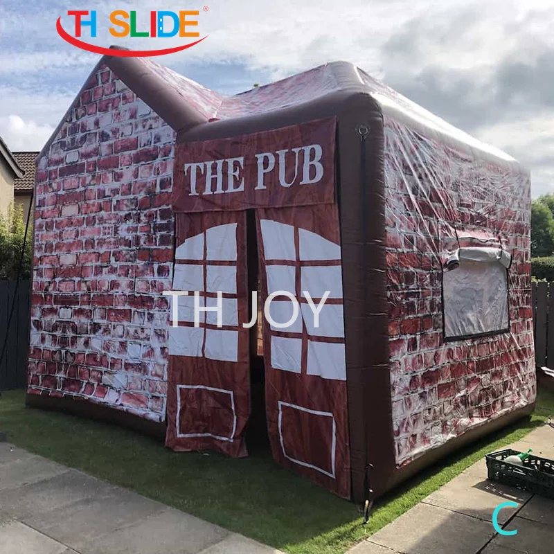

free air ship to door,5x4m Portable Inflatable Irish pub,outdoor Inflatable cabin bar inn house tent for party