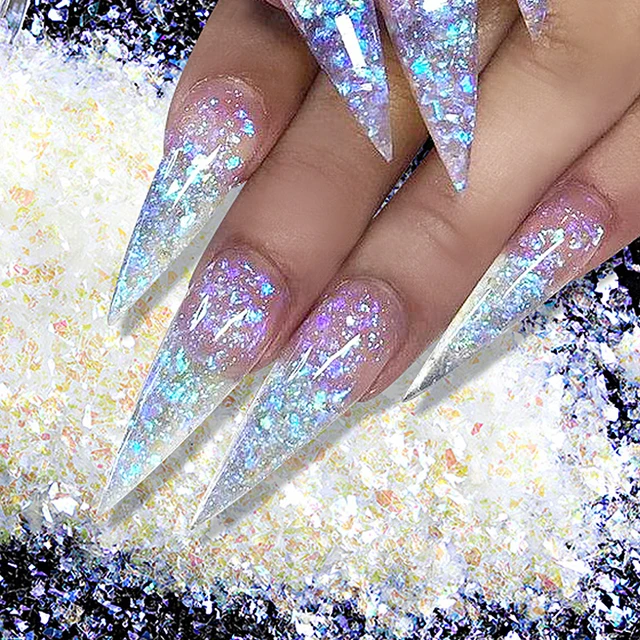 Iridescent Glitter for Nails Holographic Laser Nail Glitter Powder Sparkly  Hexagon Nail Art Sequins Chunky Flakes Decorations - AliExpress