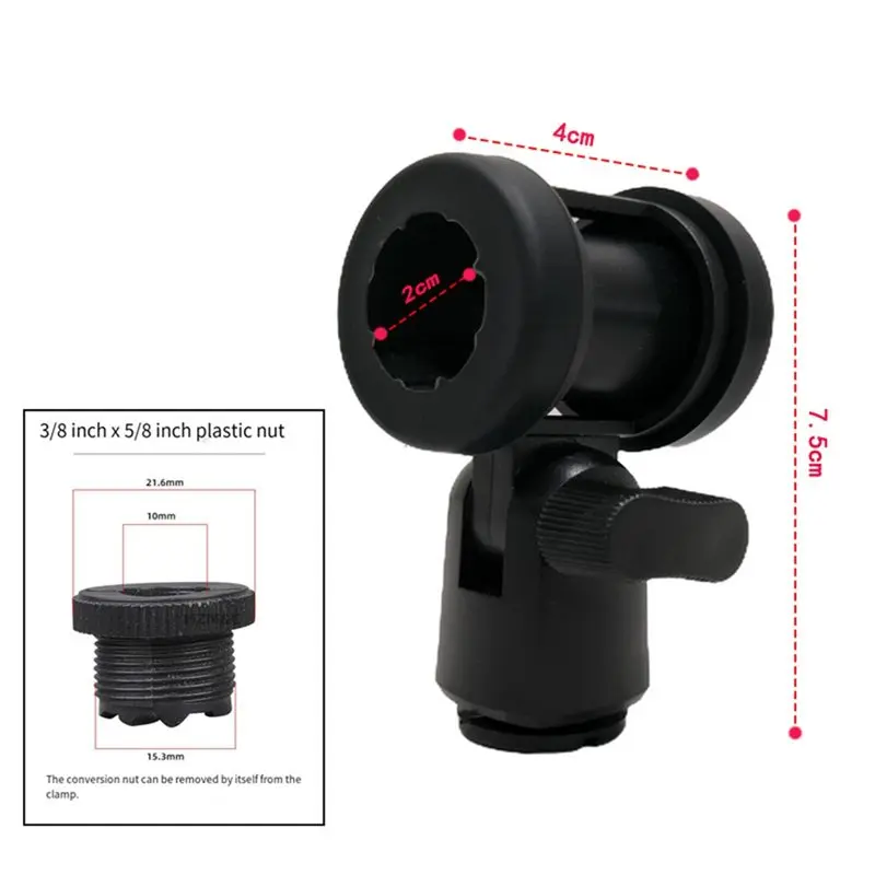 ABZZ-마이크 클립 충격 방지 조절 가능한 마이크 홀더(어댑터 포함), C02용 무선 마이크 클램프 스탠드