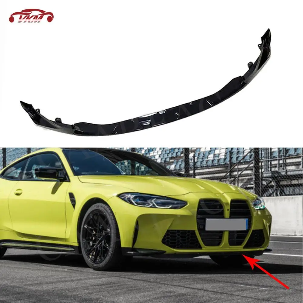 

Car Front Bumper Lip Spoiler for BMW 3 4 Series G80 G82 G83 M3 M4 2021 + ABS Gloss Black Front Chin Splitter BodyKit Accessories