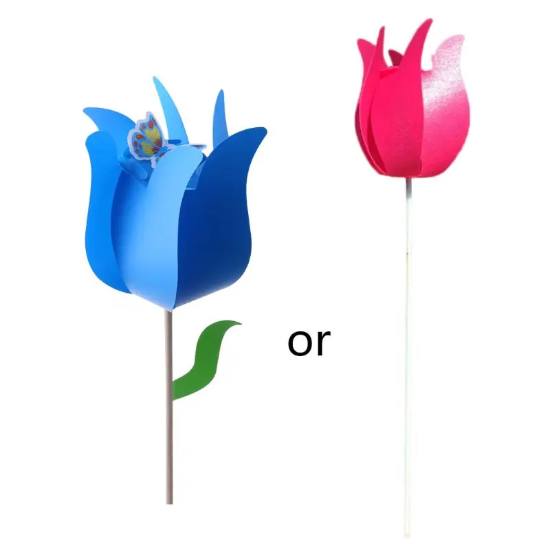 Garden Wind Spinner Tulip Windmill Balcony Lawn Decor Large Pinwheel Child Rotate Summer Wind Toy Camping Decoration