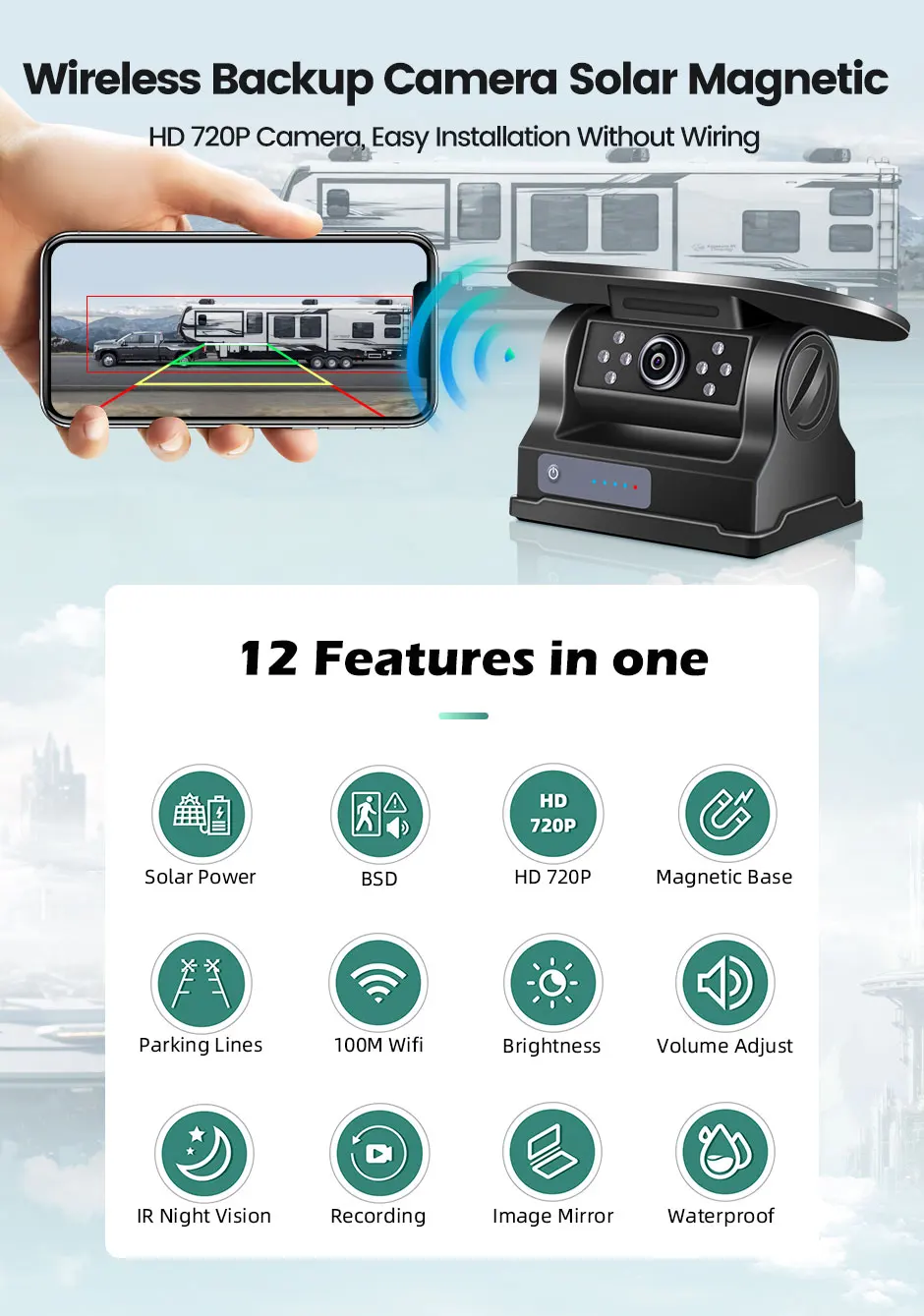 Rear camera showing wide vehicle view