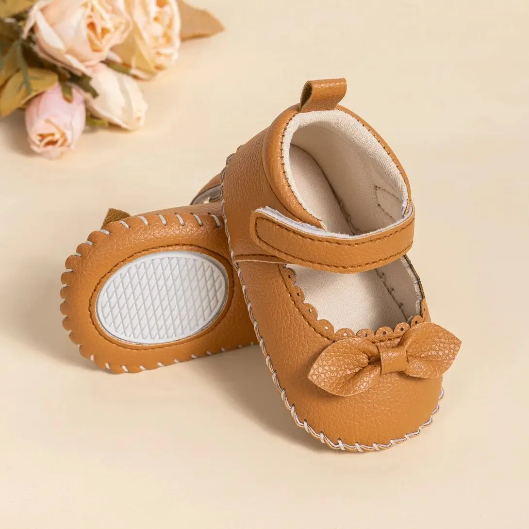 

KIDSUN Baby Girls Toddler Crib Shoes Flats Rubber Soft Sole Baptism Shoes Newborn Bowknot Wedding Princess Dress Shoes