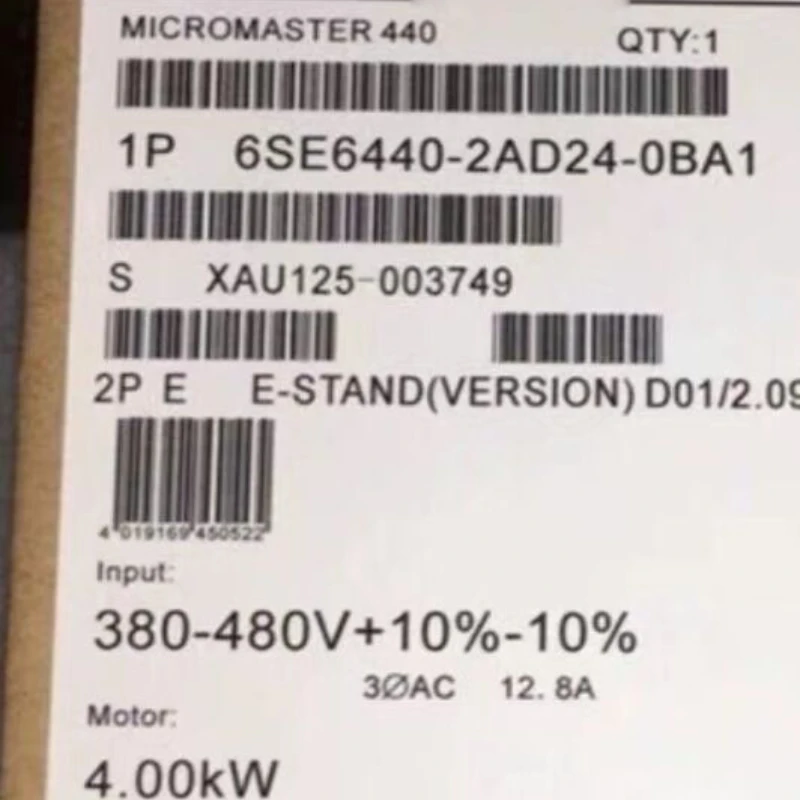 

NEW 6SE6440-2AD24-0BA1 MICROMASTER 440 Constant Torque 4kW Overload 150% 60S 6SE6 440-2AD24-0BA1