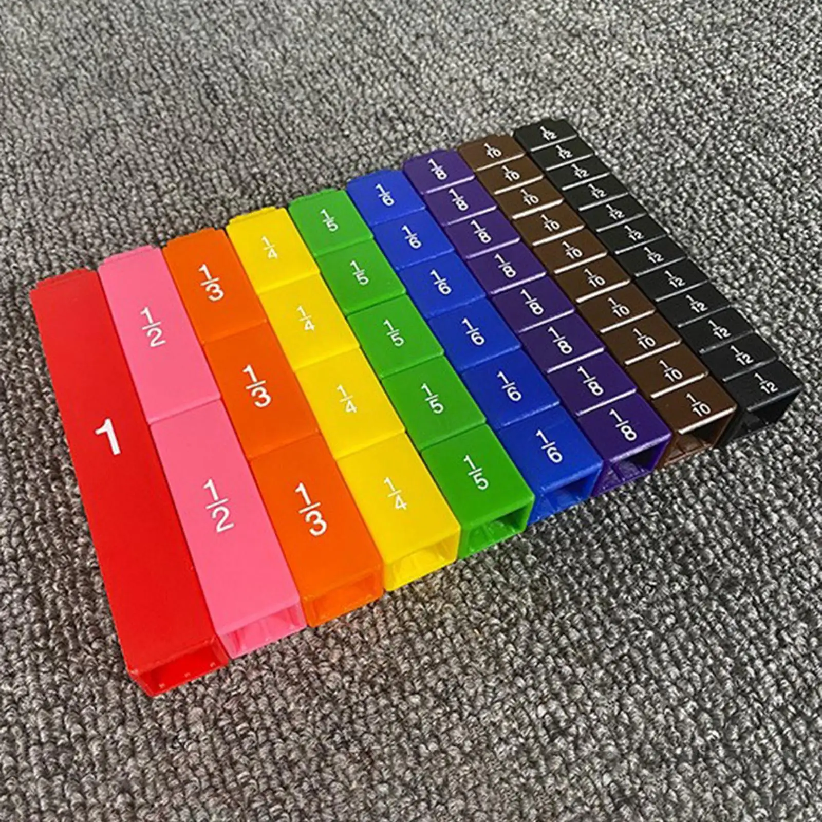 51pcs Rainbow Color Fraction Cubes Math Early Learning Number Teaching