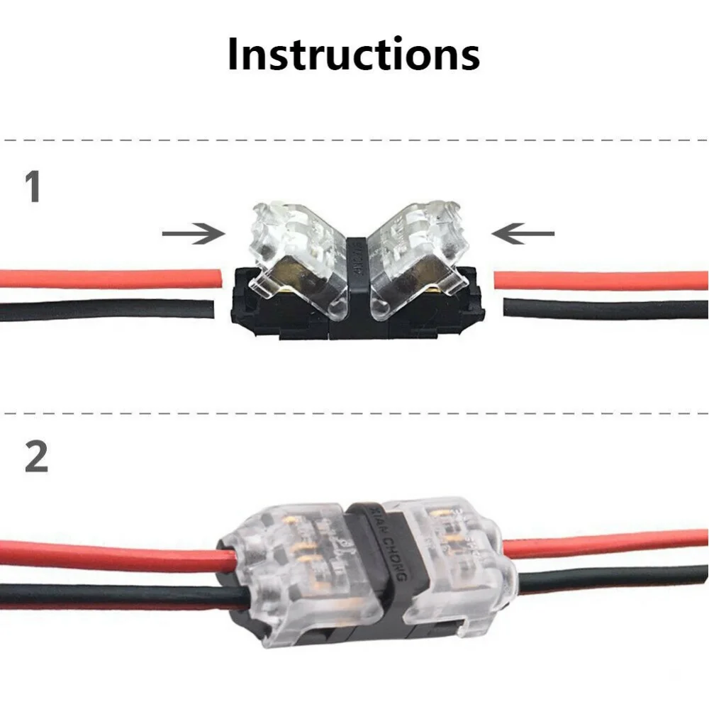 STONEGO T 유형 2핀 퀵 스플라이스 스카치 잠금 와이어 커넥터 터미널 압착 22-18AWG 배선 LED 스트립 자동차 오디오 케이블