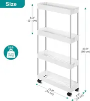 YSSOA Rolling Storage Cart, 4 Tier Slim Mobile Shelving Unit for Storage,360° Rotating Wheel Lockable Utility Cart,Great for Off 2