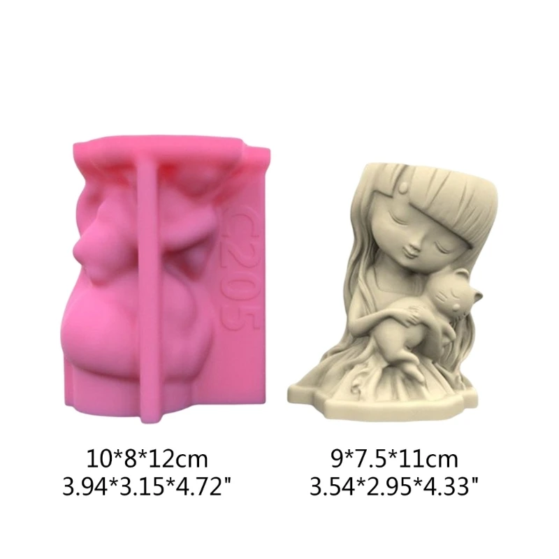 Girl and Concrete Silicone Mold Succulent Flowerpot Cement Plaster Molds