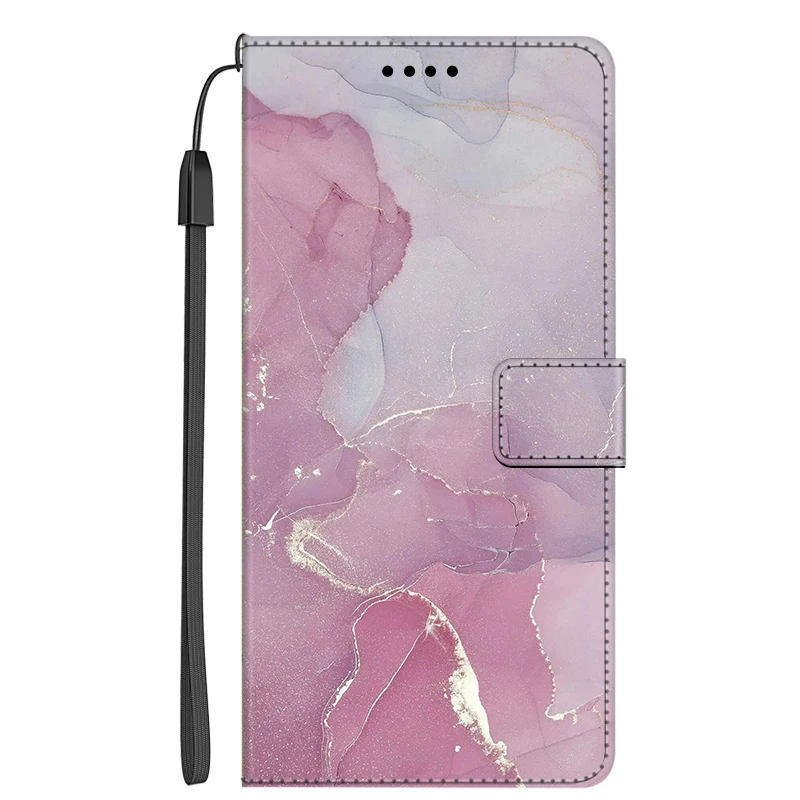 Elegant Marble Leather Flip Cover with Magnetic Wallet and Stand