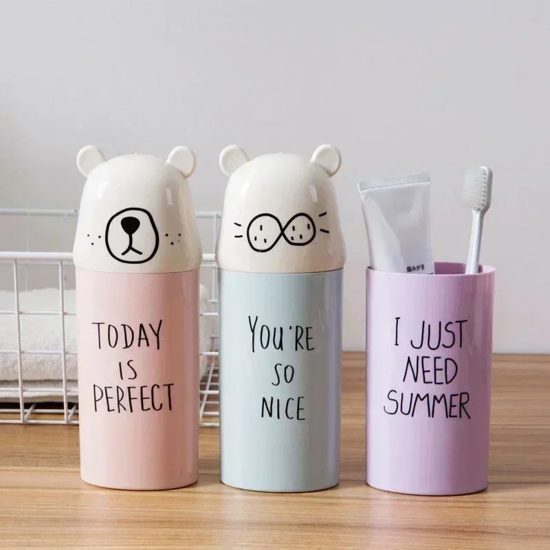 Toothbrush Case Cute Toothbrush Toothpaste Cups Portable Storage Boxes Brush Washing Tooth Gargle Case Children Bathroom Travel Organizer