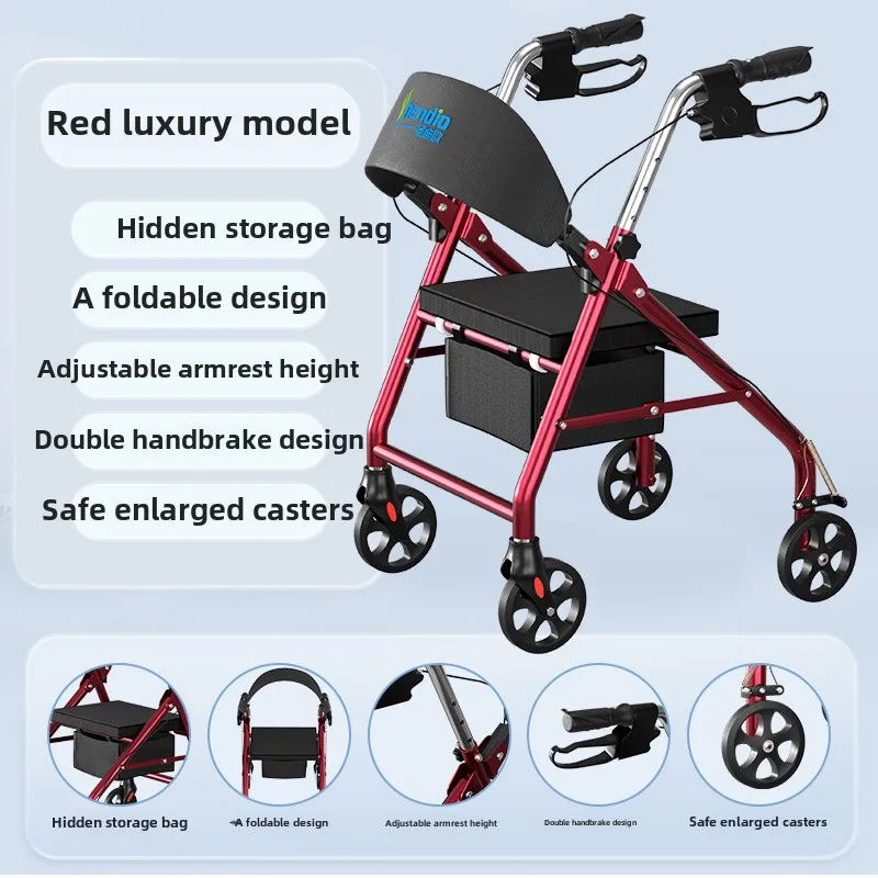 Two-hand Brake Design Walkers for Elderly Walking Assistance Rehabilitation Walking Aids,Can Push or Sit Hand Push Mobility Aids