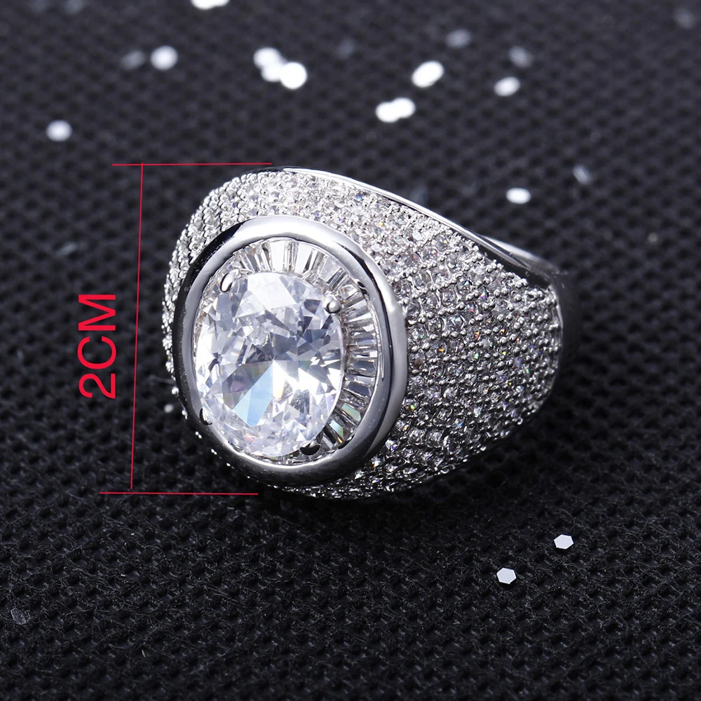 Luxury Big Ring Pave Full Shiny White Cubic Zircon White Trendy Beautiful Jewelry For Women