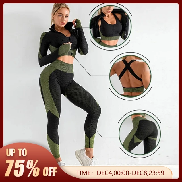 5 Pieces Femme Survêtement de Fitness Yoga Ensemble Tenue de Sport