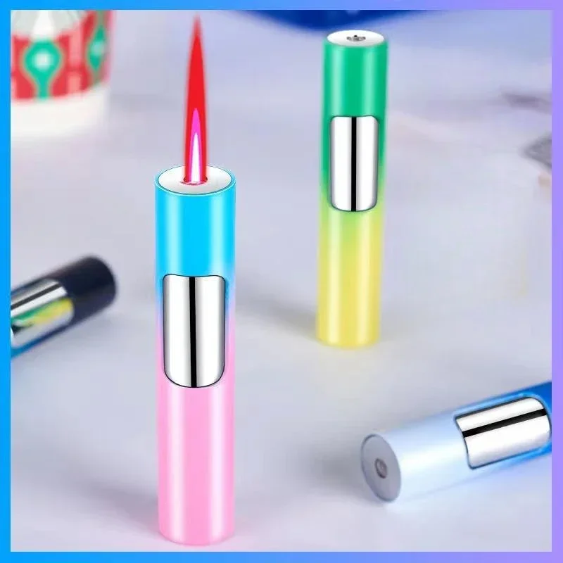 Butane Gas Lighter Cigarette Lighter Portable Luminous Torch Lighter Gas Jet Windproof Cigarette Cigar Lighter Refill Butane Pen Spray Gun Metal Man Gift