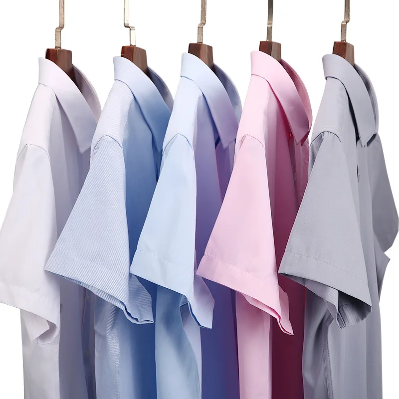

New Men's Slim Solid Color Long Sleeve Shirt Business Casual Shirt Summer Business Youth Short Sleeve Shirt Cotton Care-free.