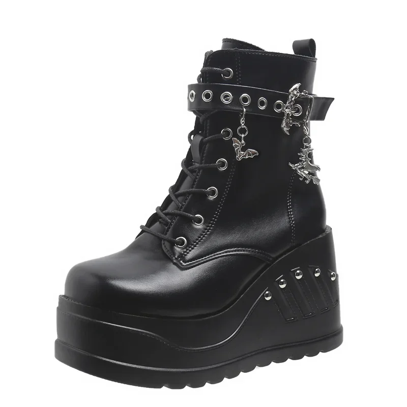 2024 New Boots for Women Fashion Hot Sale Punk Goth Platform Heels Wedge Women's Boots Casual Goth Punk Size 43 Women's Shoes