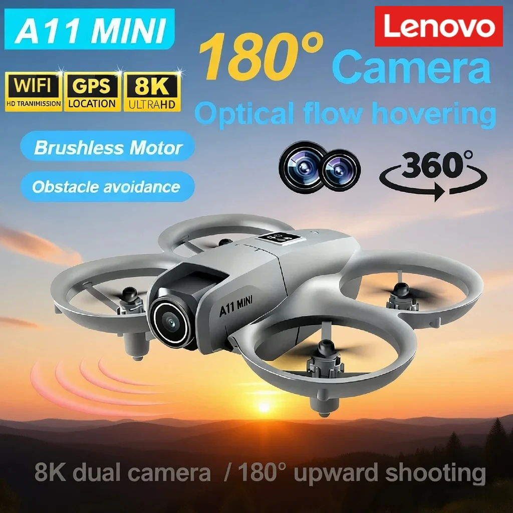 Mini Drone Lenovo A11 4K/8K Caméra HD Moteur Brushless 5G FPV 3000m